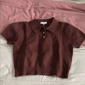Brown Short Sleeve Sweater